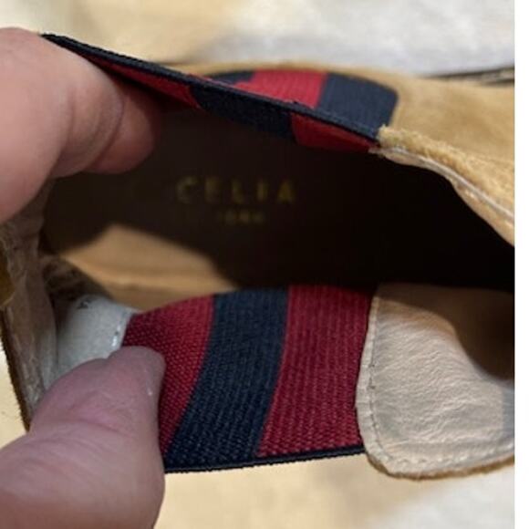 CECELIA NEW YORK Nutella Tan Suede Wedge Chelsea Booties Gemma Gwen Boots Sz 6.5 - Picture 8 of 11